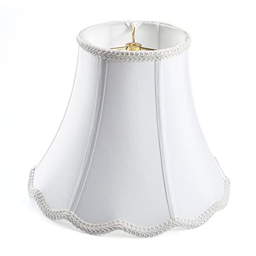 saangseon White Bell Scalloped Lamp Shade 5'' Top x 10'' Bottom x 8.3'' Slant Height x 8'' Vertical Height Imperial Lampshade Replacement, Brass Spider - Image 1