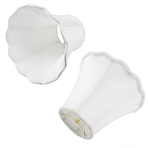 saangseon White Bell Scalloped Lamp Shade 5'' Top x 10'' Bottom x 8.3'' Slant Height x 8'' Vertical Height Imperial Lampshade Replacement, Brass Spider - Image 5