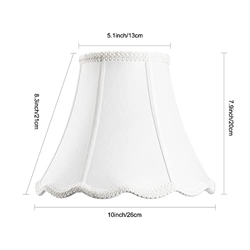 saangseon White Bell Scalloped Lamp Shade 5'' Top x 10'' Bottom x 8.3'' Slant Height x 8'' Vertical Height Imperial Lampshade Replacement, Brass Spider - Image 2
