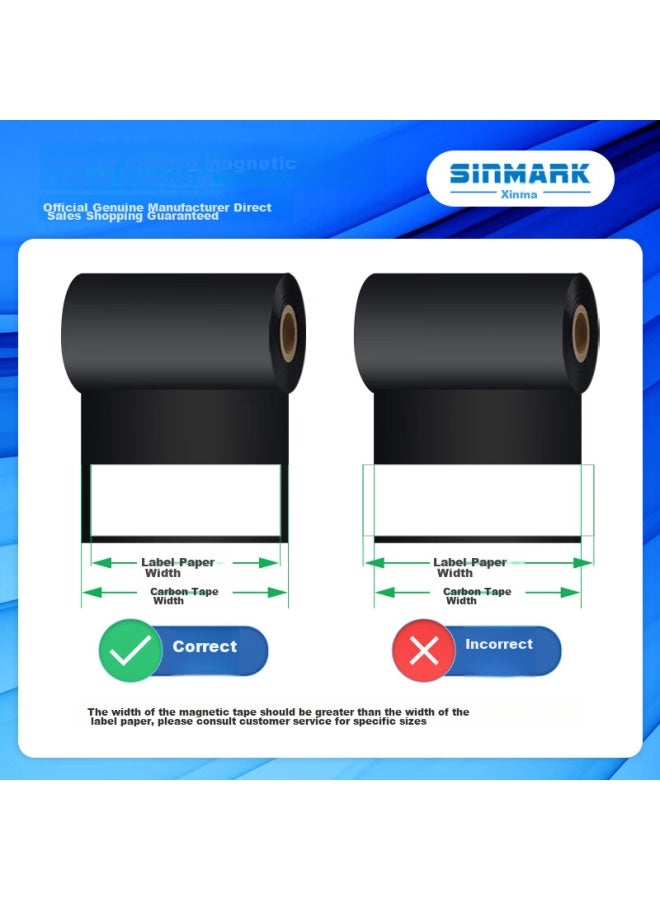 Sinmark Wax-based Carbon Ribbon, Barcode Printer Ribbon, Printer Barcode Ribbon, Thermal Transfer Label Ribbon For Label Makers, L110mm*300m - Image 4