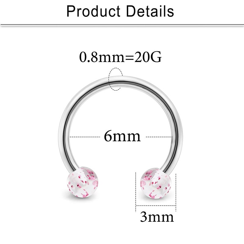 Cisyozi 20G Septum Ring Piercing Jewelry Surgical Stainless Steel Horseshoes Septum Nose 20 Gauge Cartilage Helix Tragus Rook Daith Earring Hoop Snake Bite Lip Ring Smiley Piercing Jewelry Women Men - Image 2