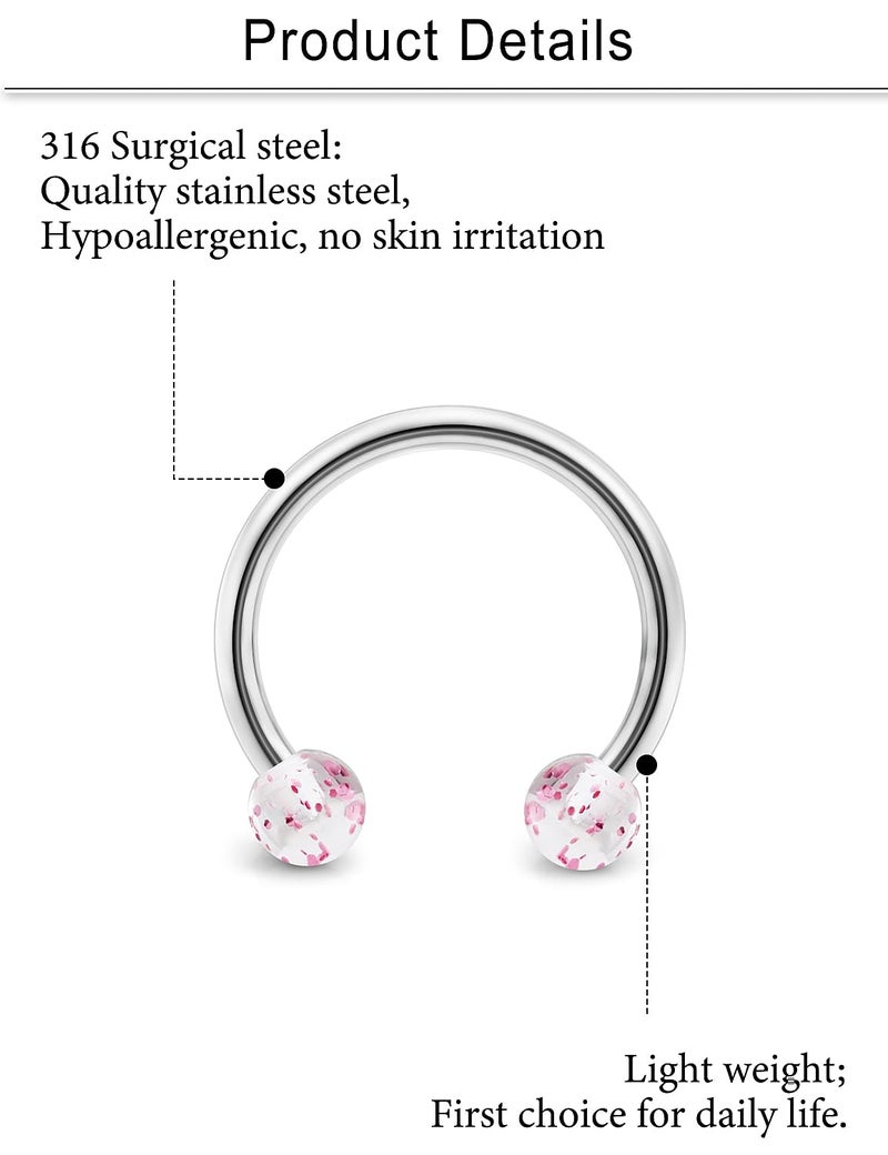 Cisyozi 20G Septum Ring Piercing Jewelry Surgical Stainless Steel Horseshoes Septum Nose 20 Gauge Cartilage Helix Tragus Rook Daith Earring Hoop Snake Bite Lip Ring Smiley Piercing Jewelry Women Men - Image 3