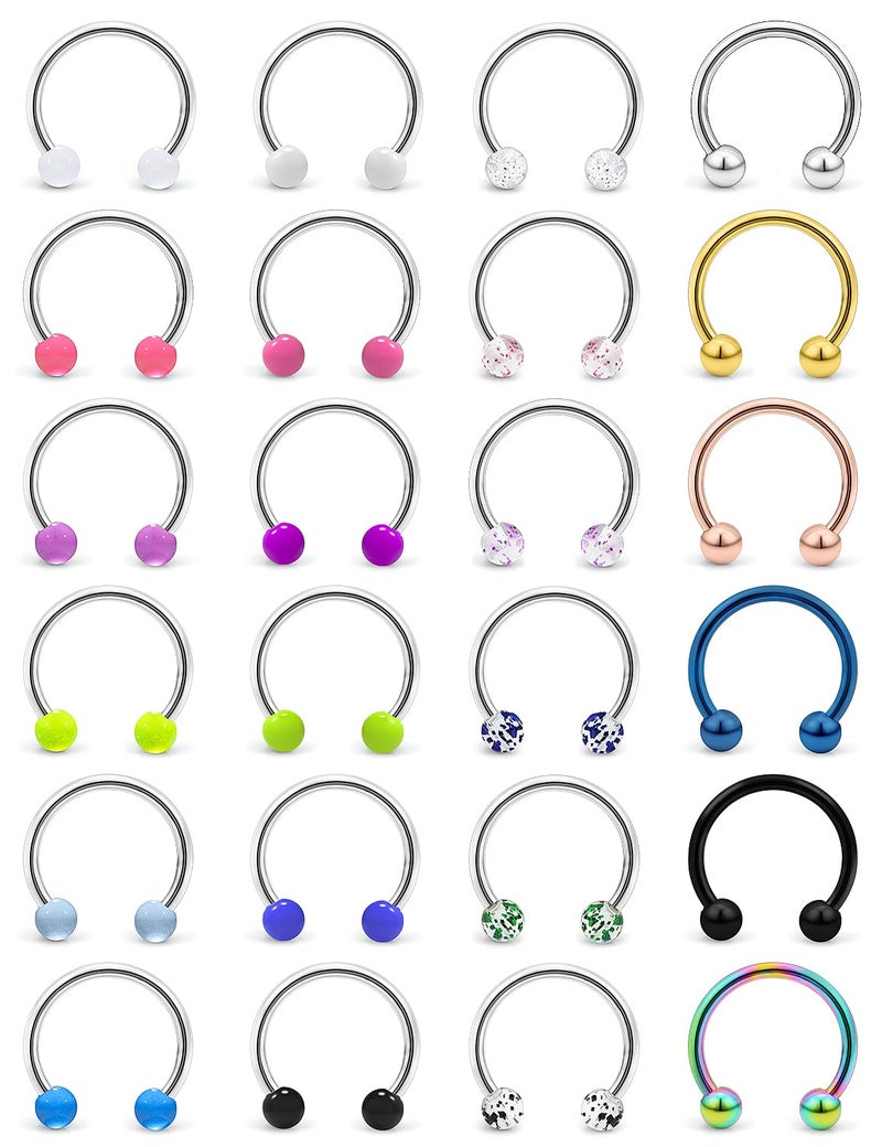 Cisyozi 20G Septum Ring Piercing Jewelry Surgical Stainless Steel Horseshoes Septum Nose 20 Gauge Cartilage Helix Tragus Rook Daith Earring Hoop Snake Bite Lip Ring Smiley Piercing Jewelry Women Men - Image 1