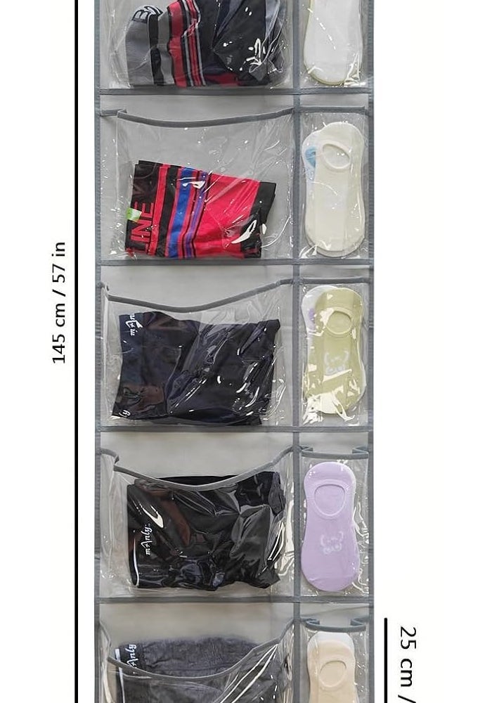 2Pcs Weekly Clothes Organizer for Kids - Over The Door Storage with 10 Transparent Pockets - Image 3