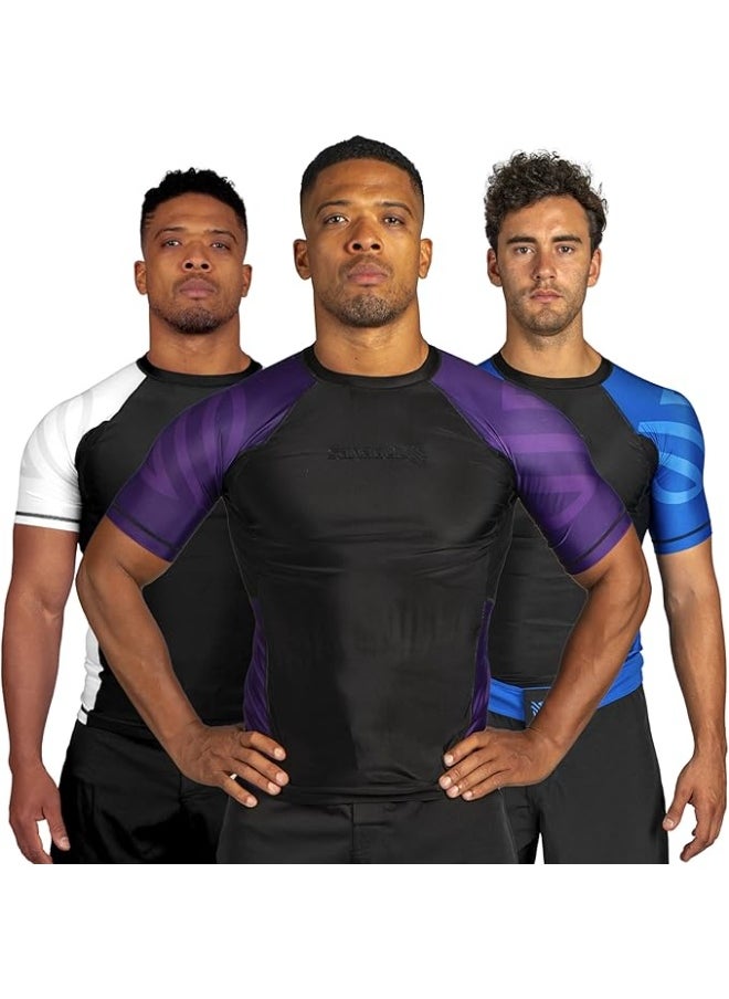 Sanabul  Essential Short Sleeve Compression Shirt For Men | Mma Wrestling Jiu Jitsu Bjj Base Layer Rash Guard | Workout Men'S Compression Shirt (X-Large, Purple)  - Image 1