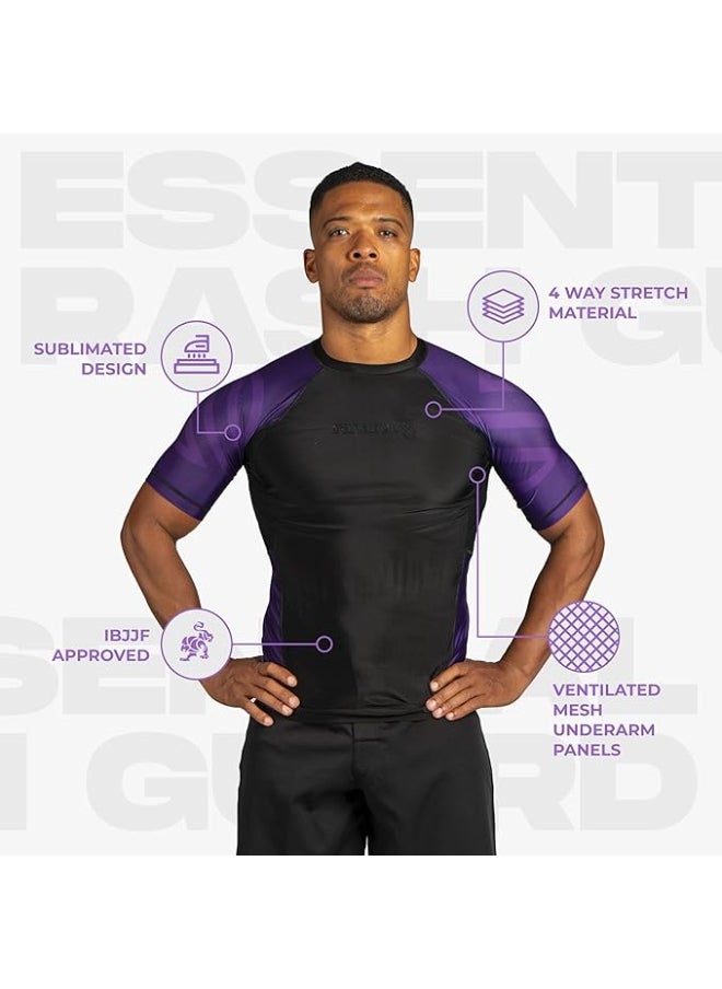 Sanabul  Essential Short Sleeve Compression Shirt For Men | Mma Wrestling Jiu Jitsu Bjj Base Layer Rash Guard | Workout Men'S Compression Shirt (X-Large, Purple)  - Image 4