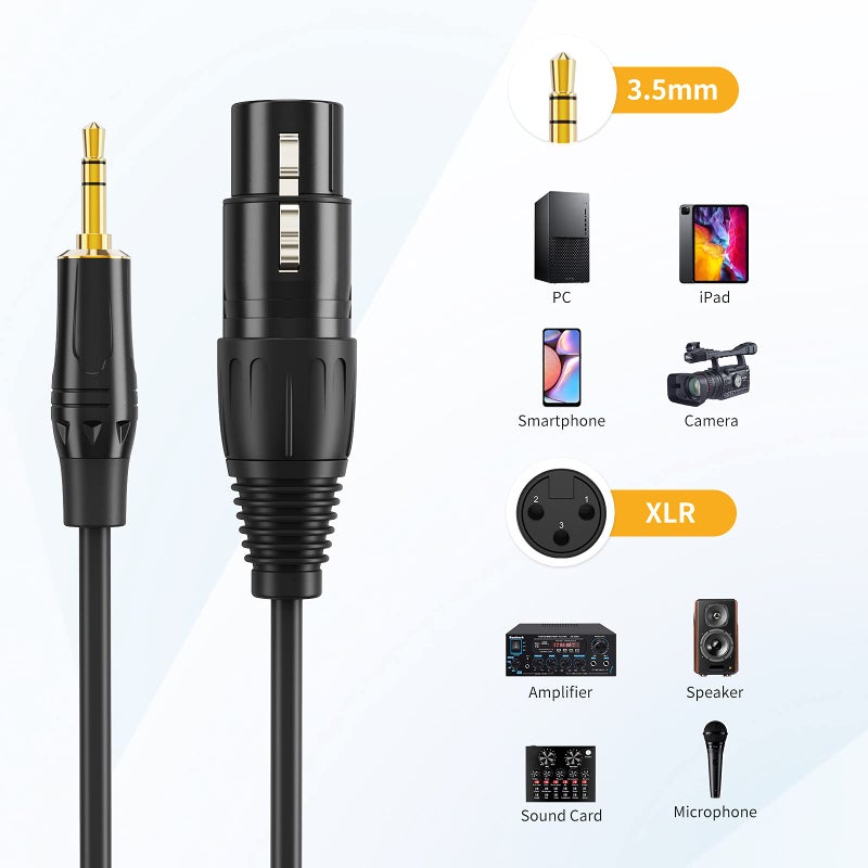 CableCreation 3.5mm (1/8 Inch) Stereo Male to XLR Female Cable, 6 Feet/Black - Image 5