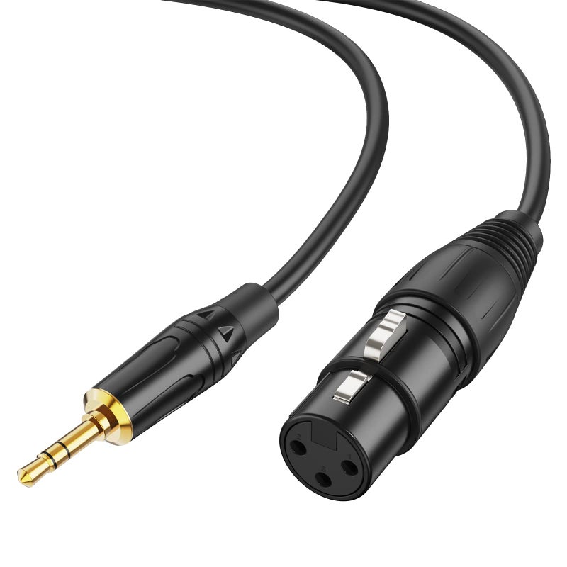 CableCreation 3.5mm (1/8 Inch) Stereo Male to XLR Female Cable, 6 Feet/Black - Image 1