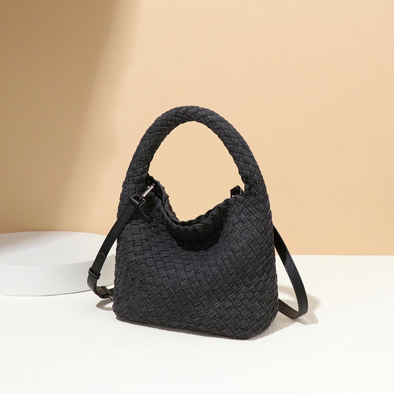 Early Spring New High-End Fashion Versatile Food Basket Woven Bag Handmade Bag Single Shoulder Slung Bucket Bag - Image 5