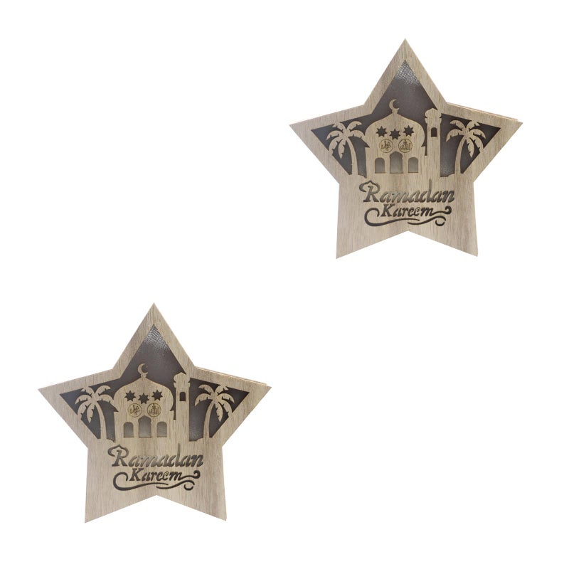 2 pcs Islam Lamp Wall Hanging Eid Lamp Pendants Corban Hollow-out Lamp Crafts Islam Festival Atmosphere Lamp Ornament Delicate Desktop Decorations for Party Festival Decor (No Battery ) - Image 1