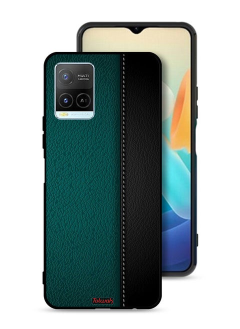 غطاء حماية جلدي بنمط هندسي لهاتف Vivo Y33s 4G