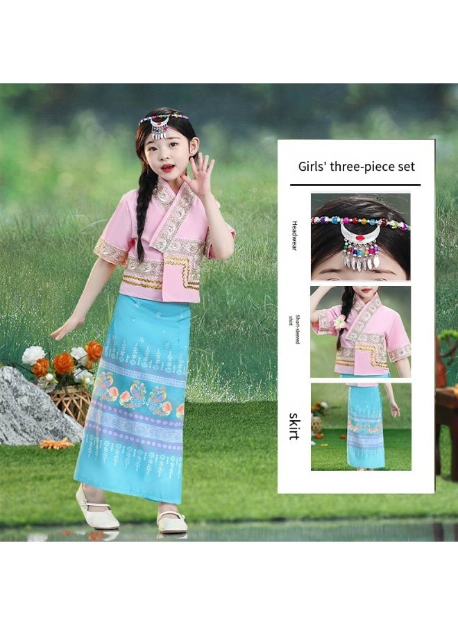 general Chinese Girls Top Skirt Dress Clothing headwear Outfit 3 pcs SET - Image 2