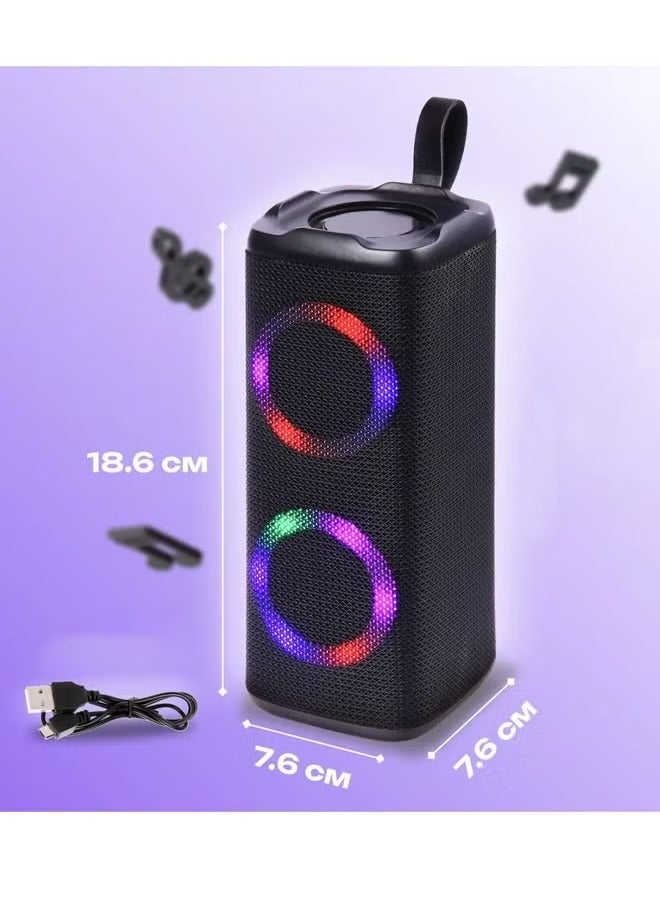 Wireless Bluetooth Speaker, 4Ω 5W+5W Loud Stereo Sound Outdoor Speaker with Bluetooth 5.3 Deep Bass RGB Lights 5H Playtime for Home Party,upport FM Radio, TF Card, Aux Playback(Black)  - Image 2