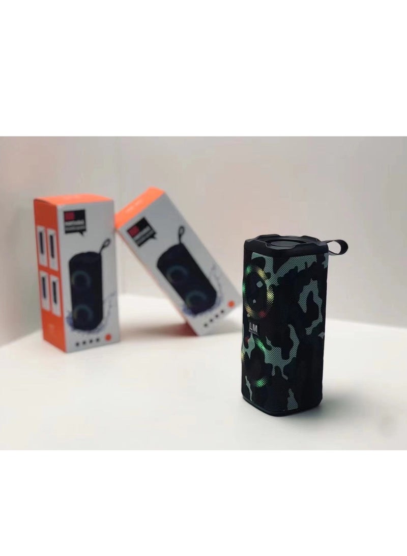 Wireless Bluetooth Speaker, 4Ω 5W+5W Loud Stereo Sound Outdoor Speaker with Bluetooth 5.3 Deep Bass RGB Lights 5H Playtime for Home Party,upport FM Radio, TF Card, Aux Playback(Black)  - Image 4