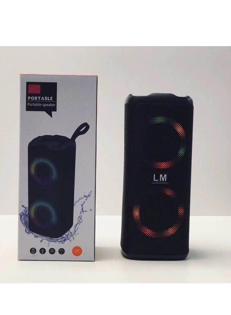Wireless Bluetooth Speaker, 4Ω 5W+5W Loud Stereo Sound Outdoor Speaker with Bluetooth 5.3 Deep Bass RGB Lights 5H Playtime for Home Party,upport FM Radio, TF Card, Aux Playback(Black)  - Image 3
