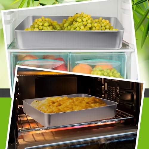Tioncy 3 Set Stainless Steel Cake Pan with Lid 13119 Inch Rectangle Sheet Baking Pan with Covers Bakeware with Lids for Cakes Breads Casseroles Fish Vegetables and More - Image 3