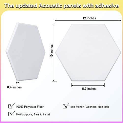 Dmsky 18 Pack Self-adhesive Acoustic Panels Soundproof Wall Panels 12"X10"X 0.4" Sound Absorbing Panel for Decoration Sound Deadening Panels Acoustic Treatment Panel For Home Office（White Hexagonal Design） - Image 4