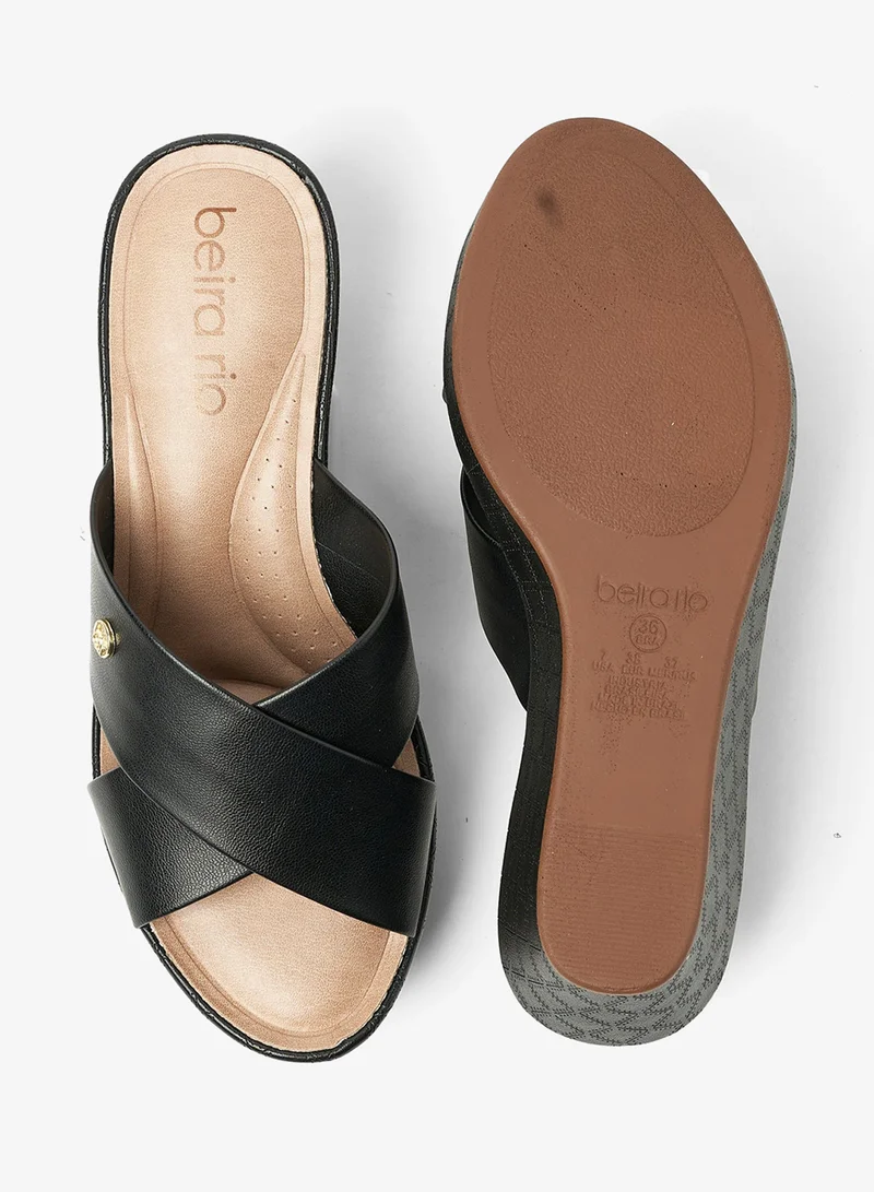 Beira Rio Black Wedge Sandals for Women – Stylish Wedge Heel Sandals for Girls & Daily Wear for Women | Best Price UAE