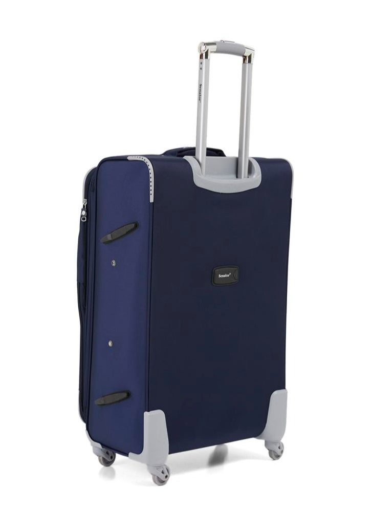 SENATOR - Soft Shell Trolley Luggage Set of 3 Pcs For Unisex Ultra Lightweight Expandable Suitcase With 4 Wheels LL003 Navy Blue - Image 1