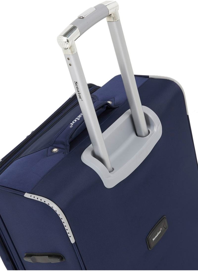 SENATOR - Soft Shell Trolley Luggage Set of 3 Pcs For Unisex Ultra Lightweight Expandable Suitcase With 4 Wheels LL003 Navy Blue - Image 1