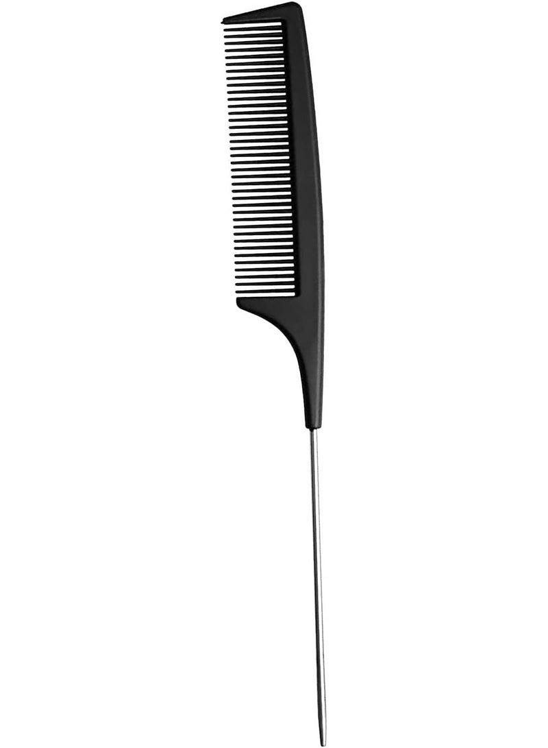 DubaiGallery Steel Needle Iron Pointed Tail Comb Trimming Comb Heat Resistant Salon Hair Trimming Brush Metal Needle Tail Anti-Static Comb - Image 2