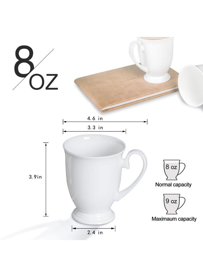 COSTMANCE Luxury Fine Bone China Coffee Mugs Set of 6 (8 oz), Ceramic Euro Style Tea Cups, Elegant Durable Coffee Cups Set for Gifts, Women, Men, Mom, Dad, Wedding - Image 2