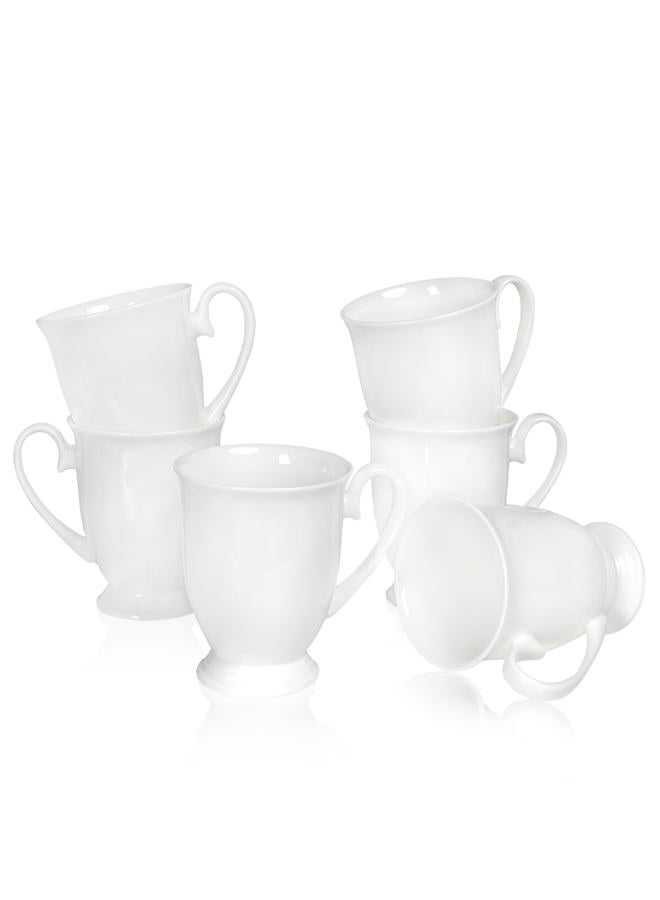COSTMANCE Luxury Fine Bone China Coffee Mugs Set of 6 (8 oz), Ceramic Euro Style Tea Cups, Elegant Durable Coffee Cups Set for Gifts, Women, Men, Mom, Dad, Wedding - Image 1