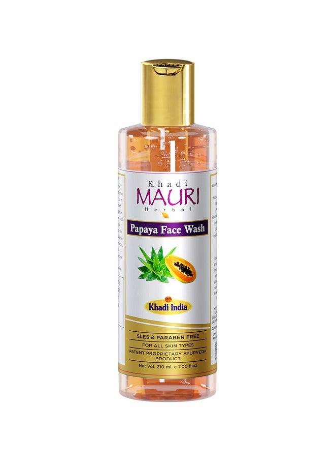 Khadi Mauri Herbal Anti Tan Papaya Face Wash For Skin Lightening & Tan Removing Enriched With Basil Orange & Aloe Vera 210 Ml  - Image 1