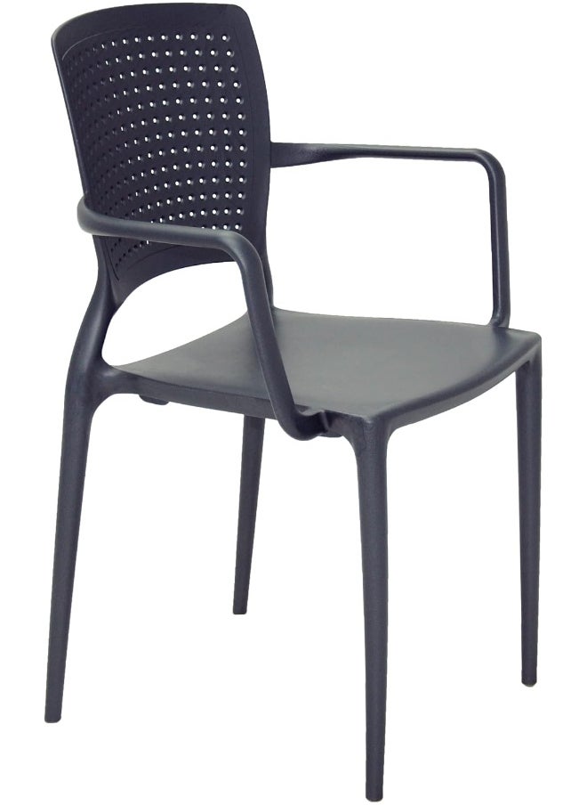 TRAMONTINA Since 1911,Made in Brazil- Safira Graphite Polypropylene and Fiberglass Chair With Armrests -  - Image 1
