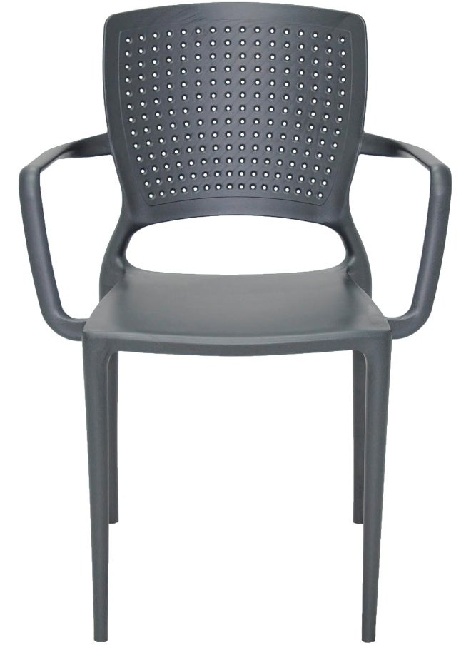 TRAMONTINA Since 1911,Made in Brazil- Safira Graphite Polypropylene and Fiberglass Chair With Armrests -  - Image 3