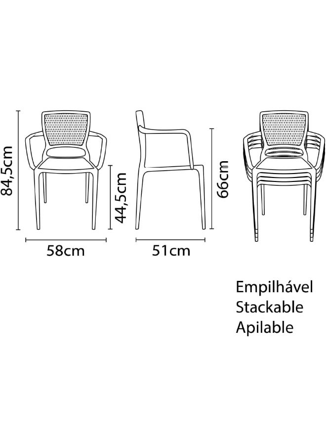 TRAMONTINA Since 1911,Made in Brazil- Safira Graphite Polypropylene and Fiberglass Chair With Armrests -  - Image 2