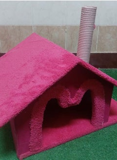 Pet House with Scratching Post (Pink)