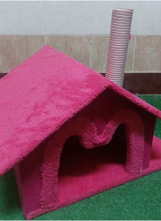 Generic - Pet House with Scratching Post (Pink) - Image 1