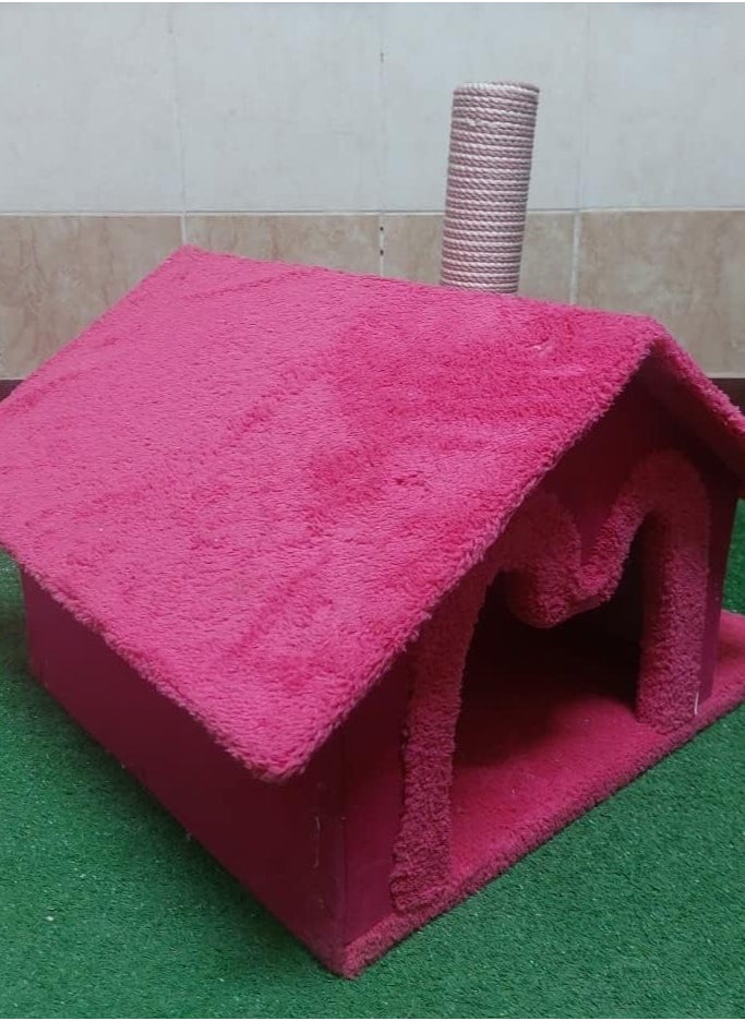 Generic - Pet House with Scratching Post (Pink) - Image 1