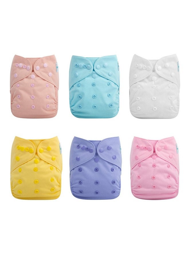 babygoal Cloth Diaper Covers 6 Pack with Wet Bag for Fitted Diapers and Prefolds with Double Gussets, Adjustable and Reusable for Baby Girls 6DCF07 - Image 4