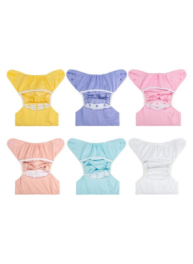 babygoal Cloth Diaper Covers 6 Pack with Wet Bag for Fitted Diapers and Prefolds with Double Gussets, Adjustable and Reusable for Baby Girls 6DCF07 - Image 2