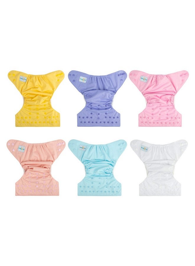 babygoal Cloth Diaper Covers 6 Pack with Wet Bag for Fitted Diapers and Prefolds with Double Gussets, Adjustable and Reusable for Baby Girls 6DCF07 - Image 1