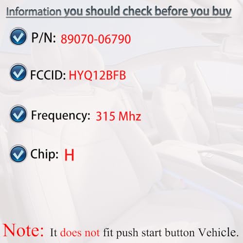 SUPALAND Key Fob Fits for Toyota Camry Corolla 2018 2019 2020 2021 Keyless Entry Remote Control Flip Key Replacement FCC ID: HYQ12BFB P/N:89070-06790 4 Button H Chip - Image 2