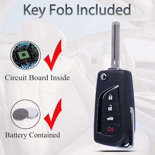 SUPALAND Key Fob Fits for Toyota Camry Corolla 2018 2019 2020 2021 Keyless Entry Remote Control Flip Key Replacement FCC ID: HYQ12BFB P/N:89070-06790 4 Button H Chip - Image 5