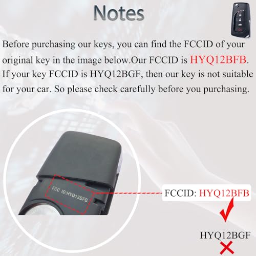 SUPALAND Key Fob Fits for Toyota Camry Corolla 2018 2019 2020 2021 Keyless Entry Remote Control Flip Key Replacement FCC ID: HYQ12BFB P/N:89070-06790 4 Button H Chip - Image 3