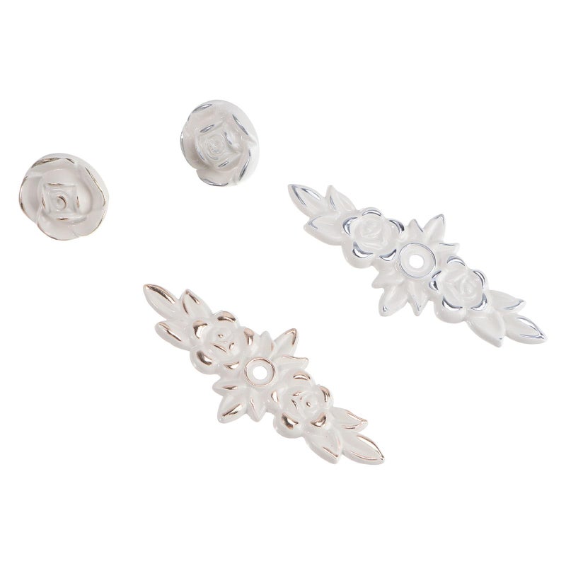 Vintage European Style Ivory White Rose Drawer Pull Knobs 2 Pack for Cabinet Wardrobe Door - Image 2