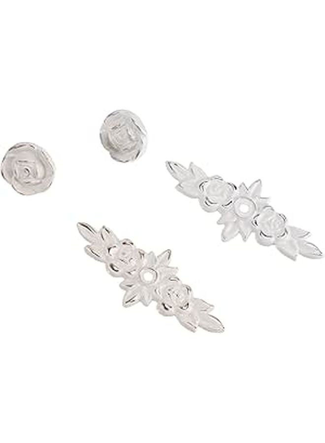 Vintage European Style Ivory White Rose Drawer Pull Knobs 2 Pack for Cabinet Wardrobe Door - Image 1