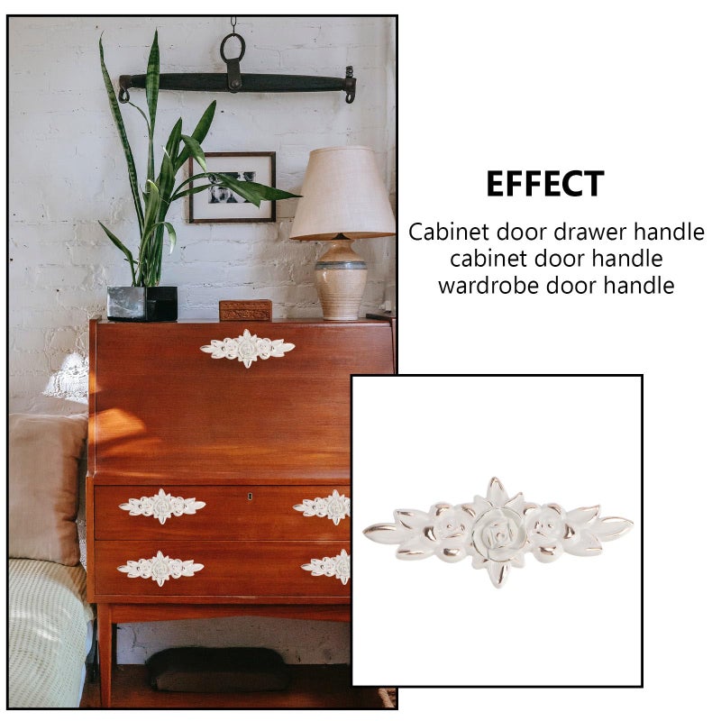 Vintage European Style Ivory White Rose Drawer Pull Knobs 2 Pack for Cabinet Wardrobe Door - Image 4