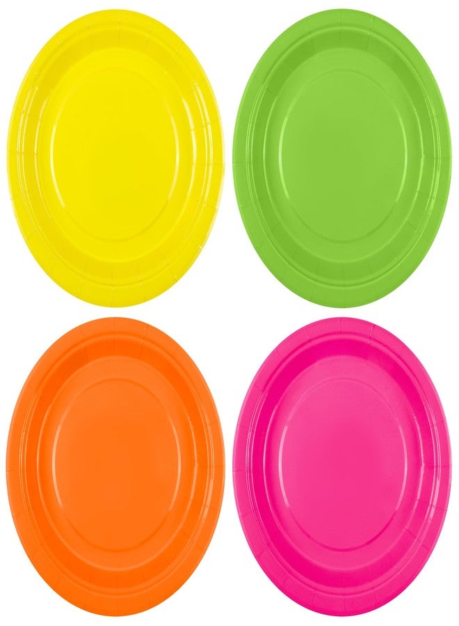 Kochorie 72 Pieces Neon Paper Plates 7 Inch Bulk Paper Plates Disposable Glow Party Tableware Table Decors Neon Party Supplies for Birthday, Dinner, Wedding - Image 1