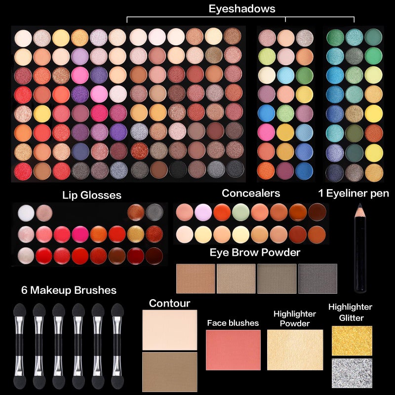 UCANBE All in One Makeup Kit - Professional Eyeshadow, Lip Gloss, Concealer, Eyeliner, Contour, Eyebrow Powder, Face Blusher, Highlighter & Makeup Brushes for Women & Girls - Image 2