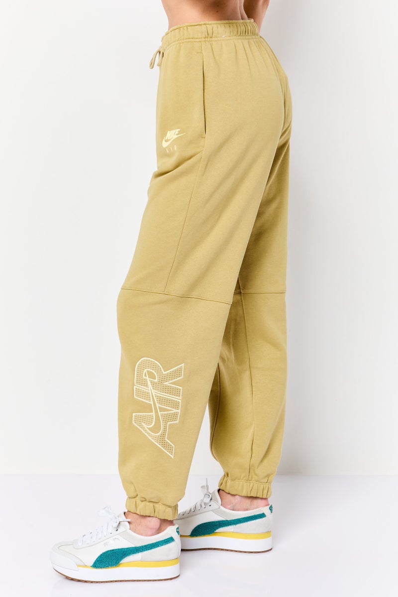 Nike سروال جوجر خارجي فضفاض للنساء بشعار العلامة التجارية، كاكي داكن - Image 2