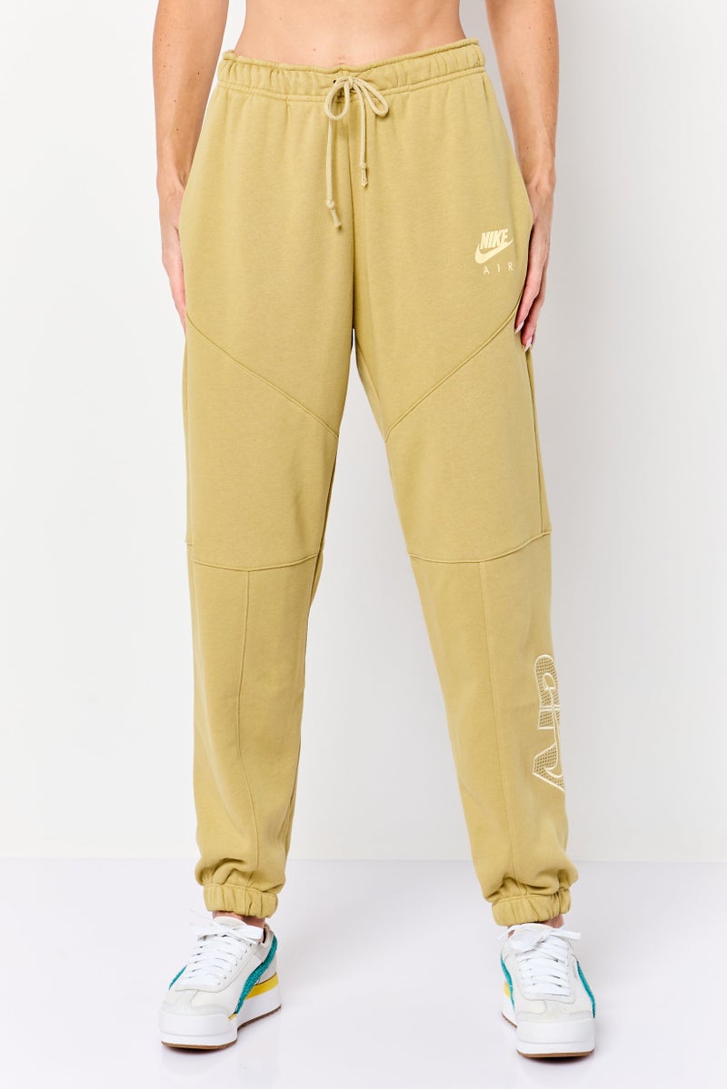 Nike سروال جوجر خارجي فضفاض للنساء بشعار العلامة التجارية، كاكي داكن - Image 1