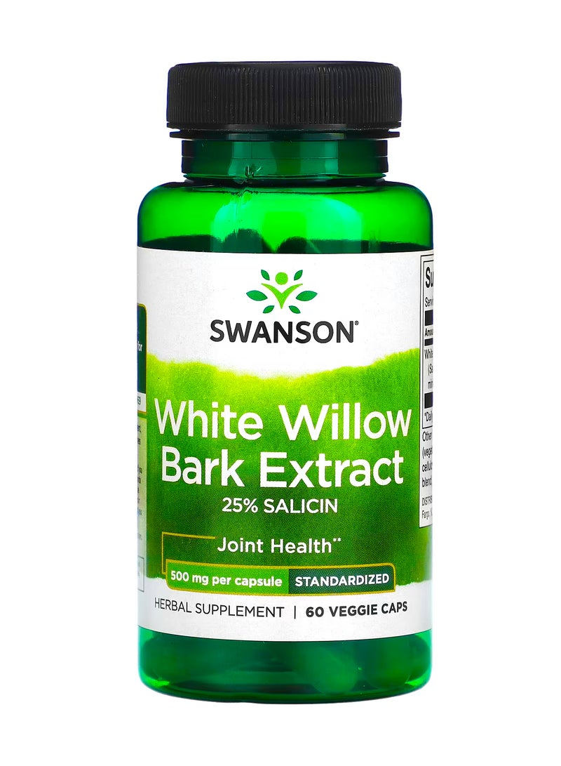 SWANSON White Willow Bark Extract, 500 mg, 60 Veggie Caps
