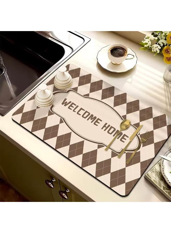 Bluejw Cross-border Checkerboard Kitchen Drain Mat Water Absorbent Quick-drying Tableware Mat Bar Counter Heat Insulation Mat Coffee Machine Drain Mat In Stock  - Image 1