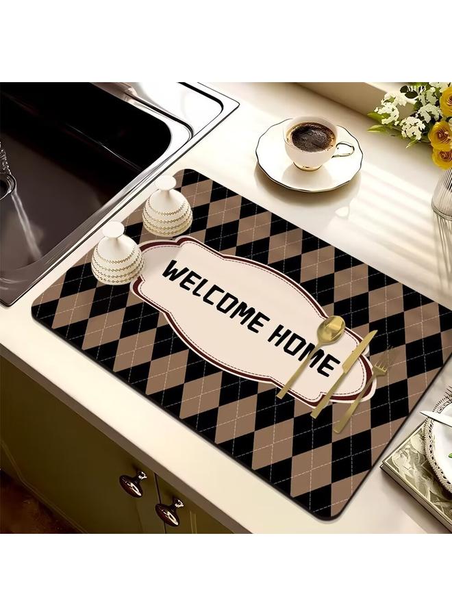 Bluejw Cross-border Checkerboard Kitchen Drain Mat Water Absorbent Quick-drying Tableware Mat Bar Counter Heat Insulation Mat Coffee Machine Drain Mat In Stock  - Image 5
